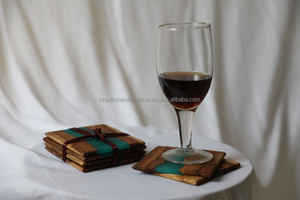 Natural wood and colored <b>epoxy</b> <b>resin</b> coaster - Product Image 5