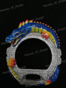 Lunette de montre Dragon Bleu faite à la main avec design ajouré en Moissanite VVS, mise à niveau Série 6900 - Product Image 3