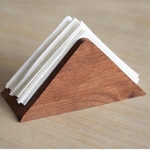 Wood Triangle Tissue Box Napkin Holder Rustic Wooden Organizer Custom Logo for Home Office Dining <b>Table</b> - Product Image 2