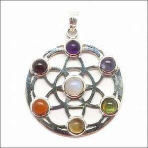 Colgante de plata 925 con flor de Chakra, piedras preciosas múltiples, increíble joyería de piedras preciosas naturales, colgantes y dijes de moda - Product Image 1