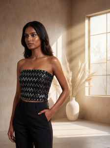 ชุดเดรสแฟชั่นสุดหรูแบบใหม่ ดีไซน์เซ็กซี่ ผ้าใยไผ่พรีเมียมถักโครเชต์ พิมพ์ลายดอกไม้สไตล์วินเทจ สำหรับผู้หญิง แบบไร้สาย ใส่ได้ทุกฤดู - Product Image 2