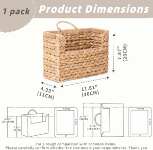 Panier suspendu en jacinthe d'eau avec poignée, paniers muraux tressés pour rangement, panier de porte d'entrée en osier, organisateur mural - Product Image 3
