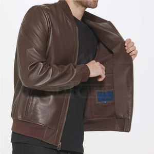 Stylish Genuine <b>Leather</b> Winter <b>Jacket</b> for <b>Men</b> Stand Collar Front Logo Breathable Eco-Friendly Comfortable Fit for Daily Wear - Product Image 2
