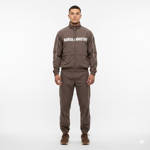 Ensemble sweat à capuche zippé intégral et pantalon de survêtement Ranzia Industry personnalisé avec strass et broderie patchwork vieilli - Product Image 6