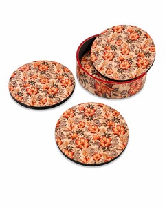 <b>Round</b> MDF Enamel Coaster <b>Set</b> With Premium Quality Finish <b>For</b> Tea Coffee Cups Glasses And <b>Dining</b> <b>Table</b> Protection - Product Image 6