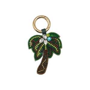 Beaded Crystal Palm Tree Bag Charm <b>Key</b> <b>Chain</b> - Product Image 1