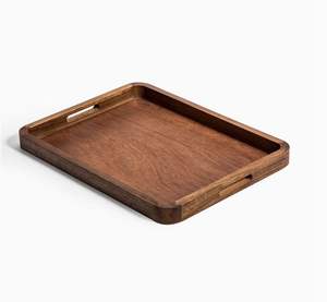 Plateaux de service rectangulaires modernes en bois d'acacia naturel, écologiques, lavables au lave-vaisselle, personnalisables pour les apéritifs - Product Image 1