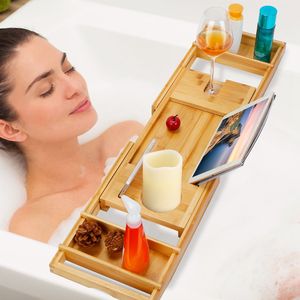 Vassoio Portaoggetti per Vasca da Bagno in Bambù Artigianale, Estensibile con Supporto per Lettura e Tablet/Telefono, Set di Accessori per il Bagno - Product Image 6