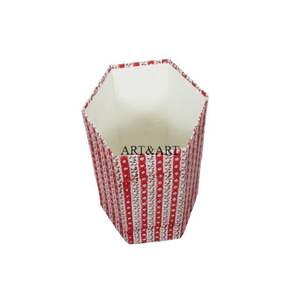 Cubo de papel y cartón hecho a mano, cubierto con estampado floral y envuelto en tela 100% algodón, ideas para decoración del hogar y la habitación. - Product Image 6