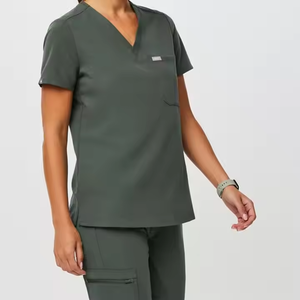 Ensemble de blouses médicales pour hommes à col en V, manches courtes, uniforme d'hôpital, tissu tricoté en spandex/coton, respirant, 6XL, service OEM privé - Product Image 5