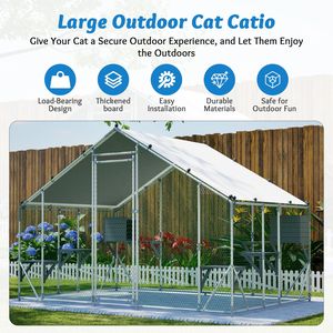 Gabbia per Gatti in Metallo Extra Robusta 3x2m per Esterni, Piattaforma in Legno Massello Fai-da-Te, Doppia Chiusura di Sicurezza, Stabilità Migliorata, Utilizzo Multi-Cane/Gatto - Product Image 6