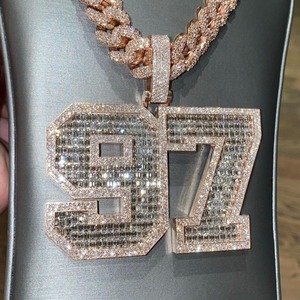 Colgante Personalizado '97' con Incrustaciones de Moissanita Natural VVS1 D, Plata de Ley 925, Chapado en Rodio, Estilo Hip Hop de Lujo - Product Image 2