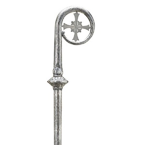 Crosse d'évêque tendance en laiton artisanal avec croix, finition nickel poli, articles liturgiques pour l'église - Product Image 2