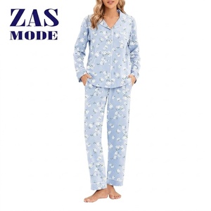 Women's Sleepwear Set for Summer Glossy Satin Comfortable Long Sleeve Cardigan Turn-<b>Down</b> Collar Animal Print Front <b>Pants</b> Bamboo - Product Image 1