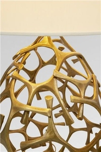 Modern Luxury Gold Micmac Sculpture <b>Table</b> Lamp Grey Fabric Shade Abstract Art Deco <b>Bedside</b> Living Room Home Decor Light - Product Image 4