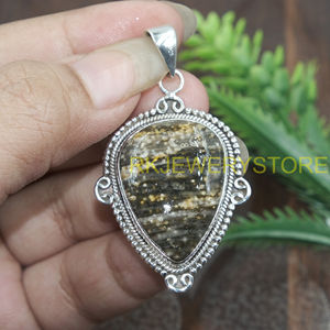 Colgante de Plata con Jaspe Oceánico Natural, Hecho a Mano, Estilo Boho Vintage, Forma de Escudo, Joyería Distintiva, Regalo Único con Piedra Preciosa para Ella, Él, Mujer, Hombre - Product Image 4