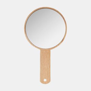 Espejo de mano de madera de primera calidad, espejo de maquillaje pulido y liso con mango cómodo para equipos de salón de belleza - Product Image 1
