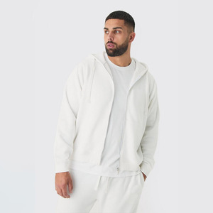 New Plus Size White Comfortable Sports Casual Custom LOGO Hoodie Breathable 400GSM French Terry 100% Cotton Hoodies Men - Product Image 1