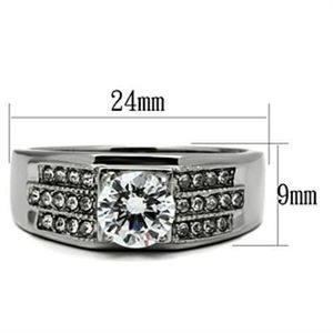 Anello in Acciaio Inossidabile Lucidato a Specchio con Zirconia Cubica Trasparente Grado AAA TK354 Senza Placcatura - Product Image 2