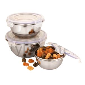 Ensemble de saladiers et mélangeurs de cuisine Lock N Lock Set de bols en acier inoxydable Ensembles de vaisselle Couleur antidérapante - Product Image 1