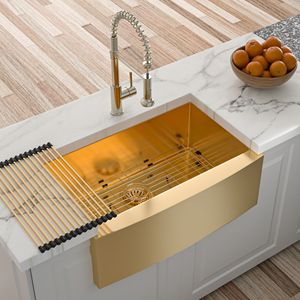 <b>36</b> <b>Inch</b> Gold Farmhouse Stainless Steel Kitchen <b>Sink</b> 16 Gauge Apron Front Kitchen Faucets <b>36</b> Gold Farmhouse <b>Sink</b> - Product Image 3