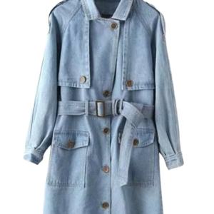 Chaqueta Larga de Mezclilla para Mujer, Estilo Chic, Holgada, Versátil, Moderna, Esencial para Combinar, Estilo Vintage Urbano - Product Image 1