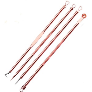 Professional 4 Piece Pink Stainless Steel Acne Blackhead Extractor Set Premium Pimple Remover Skin Care <b>Tools</b> - Product Image 1