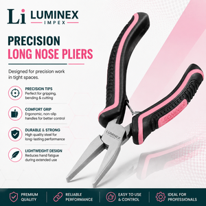 LUMINEX IMPEX LUB=113 <b>Long</b> <b>Nose</b> Stainless Steel Lightweight Smooth Work Jewelry Making Polishing Pliers for Bracelet Making DIY - Product Image 1