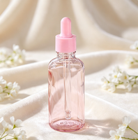Bouteille en verre dégradé rose givré, compte-gouttes rose, personnalisable, en stock, bouteilles d'huile essentielle, bouteille de sérum, bouteille cosmétique