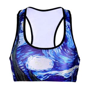 บราออกกำลังกายแบบซับลิเมชั่นดีไซน์ทันสมัย บราฟิตเนสใส่สบาย ผลิตจากวัสดุคุณภาพดี สำหรับบราโยคะไซส์ใหญ่ บราแบบซัพพอร์ตสูง - Product Image 1