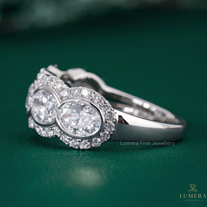 Anillo de Compromiso con Diamante de Laboratorio de Corte Oval Redondo de 4.691 Quilates, Color D E, Oro Amarillo o Blanco Sólido de 9k, 10k, 14k, 18k, Anillo de Boda para Novia - Product Image 2