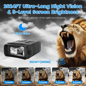 Gafas de Visión Nocturna a Todo Color 4K con Zoom 10X, Alcance de Visión de 2624 pies, 3 Pantallas, Tarjeta MMC de 64 GB, Control por Aplicación WIFI, Binoculares, Monoculares - Product Image 5