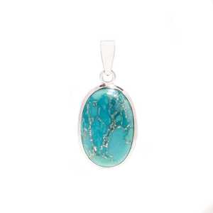 Pendentif Charme Cabochon Turquoise Vintage en Argent Sterling 925 avec Placage Argent/Or pour Hommes et Femmes, Bijoux de Fiançailles - Product Image 2