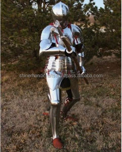 ชุดเกราะอัศวินยุคกลางชุดเกราะเหล็ก SCA ชุดเกราะแฟนตาซีชุดเกราะสวมใส่ในประวัติศาสตร์ชุดเกราะสีเงิน - Product Image 1
