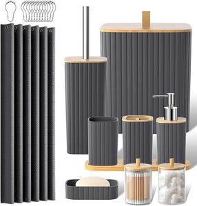 Set di Accessori per <span class=keywords><strong>Bagno</strong></span>: Dispenser Sapone da Appoggio, Porta Spazzolini e Bastoncini di Cotone, Vassoio e Barattoli Decorativi Stile Farmacia - Product Image 6
