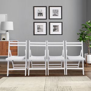 Set di 4 Sedie Pieghevoli in Legno Bianco con Doghe - Arredamento per Eventi Speciali - Stile Pieghevole - Product Image 1