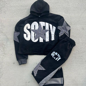 Survêtement vintage Y2K pour hommes avec broderie |   Ensemble deux pièces streetwear à capuche |   Logo personnalisé OEM, sweat-shirt homme - Product Image 1