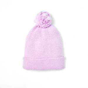 Bonnet en tricot doux 100% coton écologique avec pompon, couleur unie, hiver, pour bébé unisexe, style mignon - Product Image 6