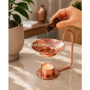 Quemador de Aceite Esencial Decorativo de Cobre Puro con Acabado Antiguo y Diseño Martillado, Difusor de Aromaterapia, Fragancia de Incienso - Product Image 5