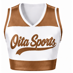 Maillot de cheerleading marron sublimé sans manches – Tenue de sport athlétique pour l'entraînement et la compétition - Product Image 1