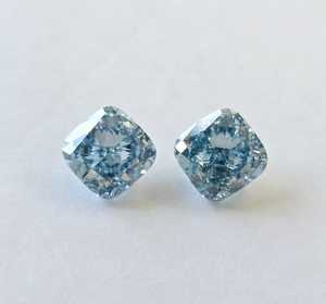 Diamant CVD de laboratoire certifié IGI, 1,00 carat, taille coussin bleu fantaisie, paire assortie, poli à la main, pour la fabrication de boucles d'oreilles et de bijoux - Product Image 2