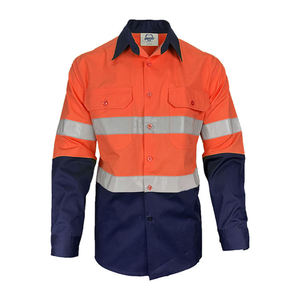 เสื้อสะท้อนแสงแขนยาวสีดำส้ม ความปลอดภัยในการทำงานด้านการออกแบบแฟชั่นและก่อสร้าง มาตรฐาน ANSI Class 2 พร้อมไฟ LED กระพริบ - Product Image 3