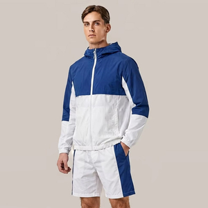 Wind Breaker Shorts Set Men / Men Full Zip Up Hooded <b>Jacket</b> Elastic Waist Shorts Set/<b>Rain</b> Waterproof Two Piece Shorts Set - Product Image 1