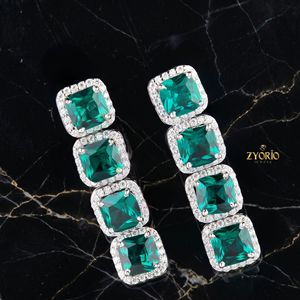 Luxury Emerald Cut Green Stone Tennis <b>Necklace</b> for Women White Gold Plated Bridal <b>Statement</b> Jewelry American European Fashion Em - Product Image 3