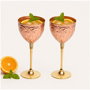 Juego de Copas de Vino de Cobre de Diseño Antiguo con Elegante Tallo de Latón, Copa de Metal Ecológica Premium para Cócteles y Champán - Product Image 2