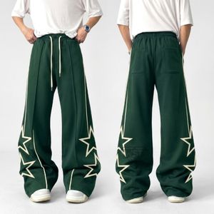 Maroon Black Wide Leg High Quality <b>Men</b> Winter Streetwear <b>Trousers</b> Heavyweight Cotton Elastic Waist <b>Drawstring</b> Sweatpants - Product Image 2