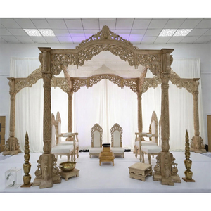 Mandap de Madera Tradicional para Bodas Hindúes, con Pilares de Diseño Único de Elefantes, Mandapam, Compre un Mandap de Estilo Real para Bodas en EE. UU. - Product Image 1
