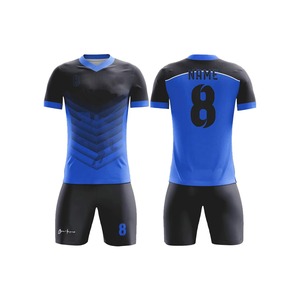 ชุดฟุตบอลสีขาวดำเทอร์ควอยซ์ เสื้อฟุตบอลแบบกำหนดเอง กางเกงขาสั้น ชุดทีมแบบซับลิเมชั่น โพลีเอสเตอร์ 100% ระบายเหงื่อได้ดี ยืดได้สี่ทิศทาง - Product Image 3