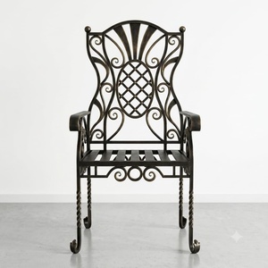 Chaise en fer forgé au design européen traditionnel, revêtement en poudre, mobilier métallique écologique pour restaurants - Product Image 1