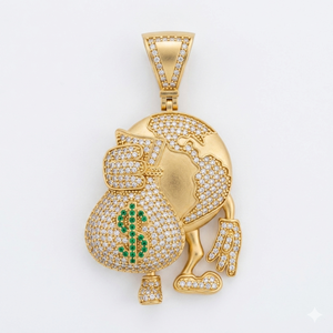 925 <b>Silver</b> Gold Plated Lucky Money Bag Dollar Sign Cartoon <b>Necklace</b> Custom Wealth Symbol Fine Pendants Lab Grown Diamond Gift - Product Image 1